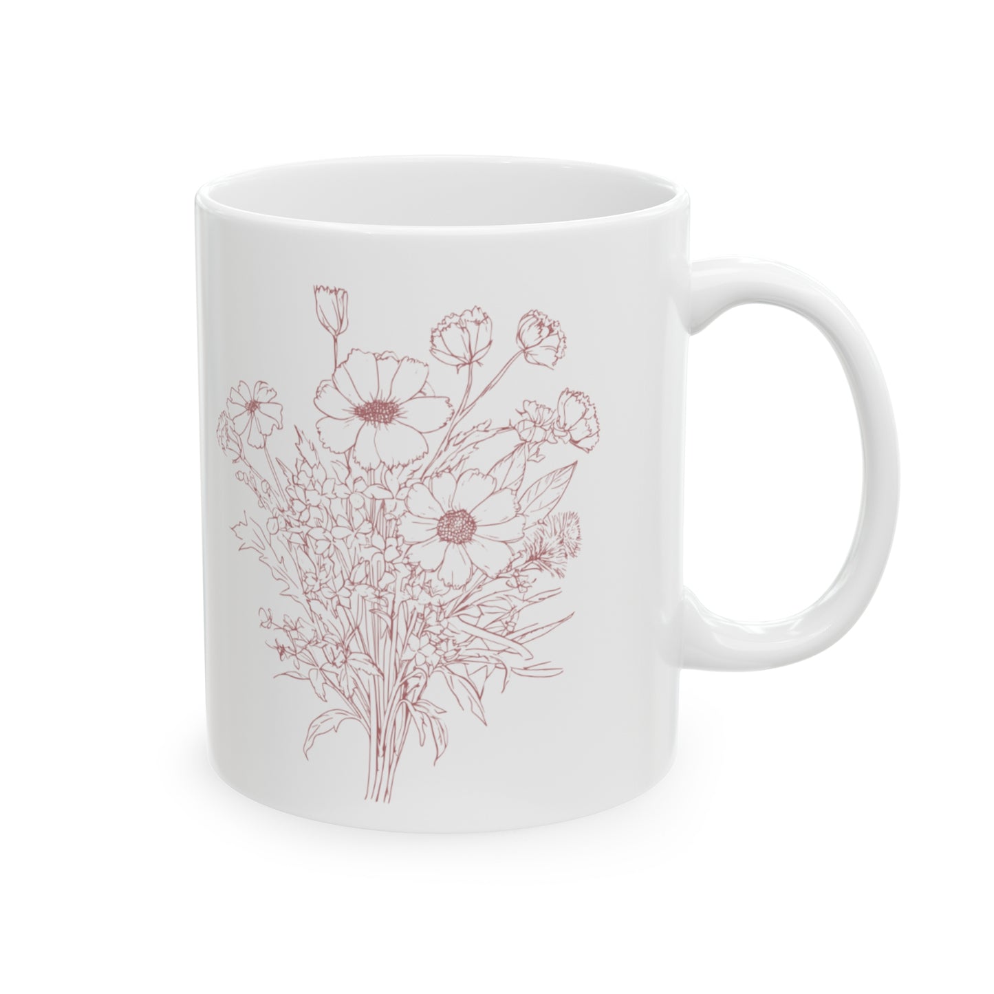 🌹 Classic Red Flower Bouquet Ceramic Mug 11oz - BPA-Free