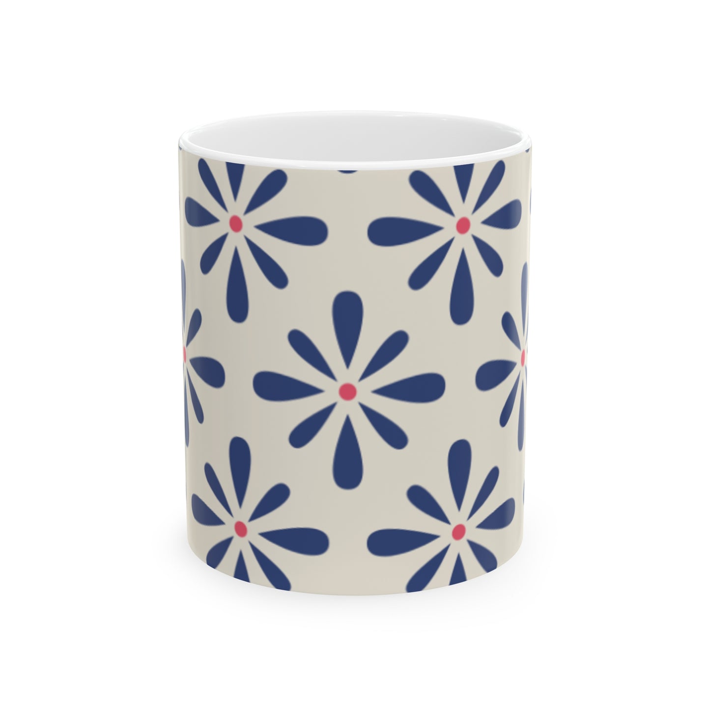 Blue and Red Flower Pattern Ceramic Mug 11oz | BPA-Free