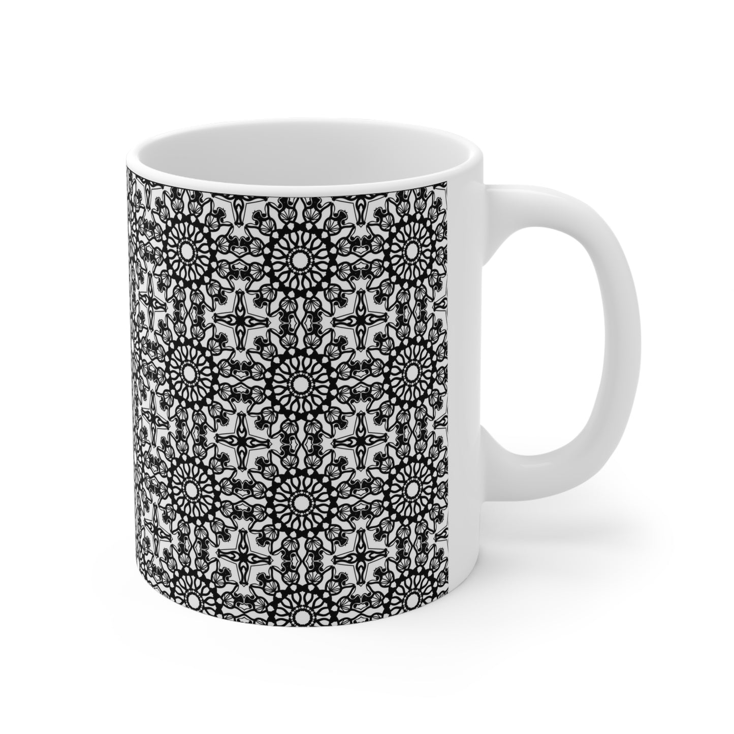 Monochrome Mosaic Elegance: Black and White Tile-like Mug