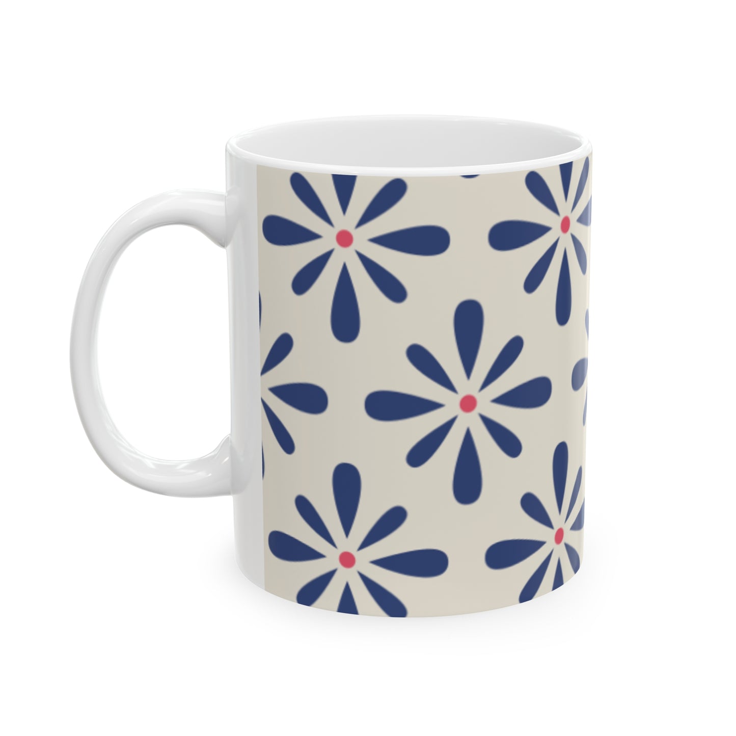 Blue and Red Flower Pattern Ceramic Mug 11oz | BPA-Free