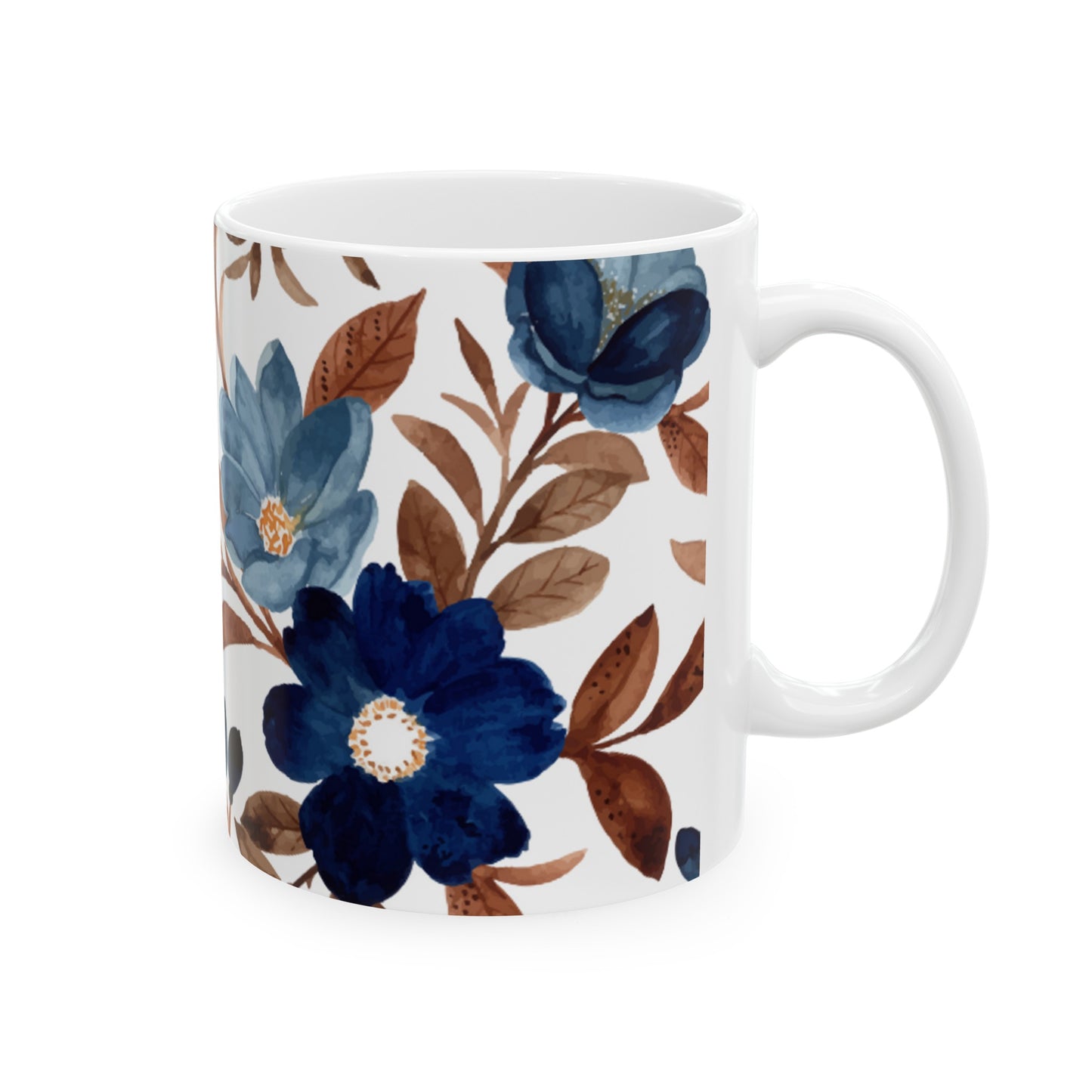 🟦 Elegant Watercolor Floral Ceramic Mug - 11oz