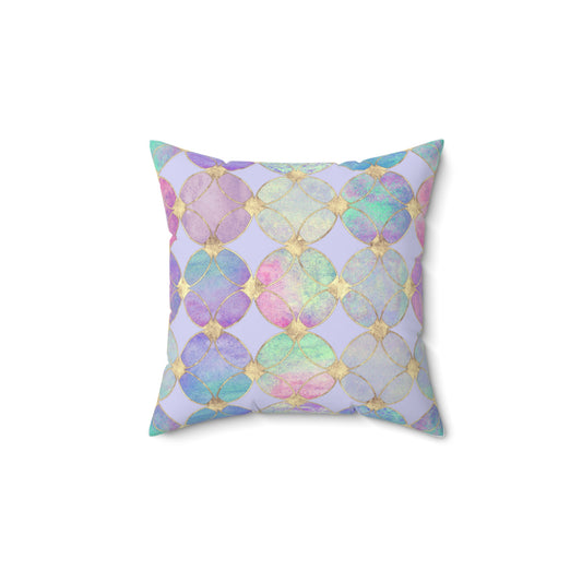 Watercolor Stained Glass Square Accent Pillow 14"x14"