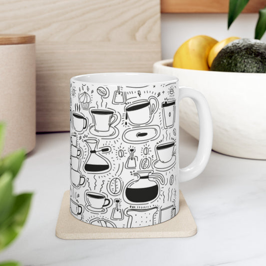 ☕ Morning Coffee and Pastries Ceramic Mug 11oz - Start Your Day Right!