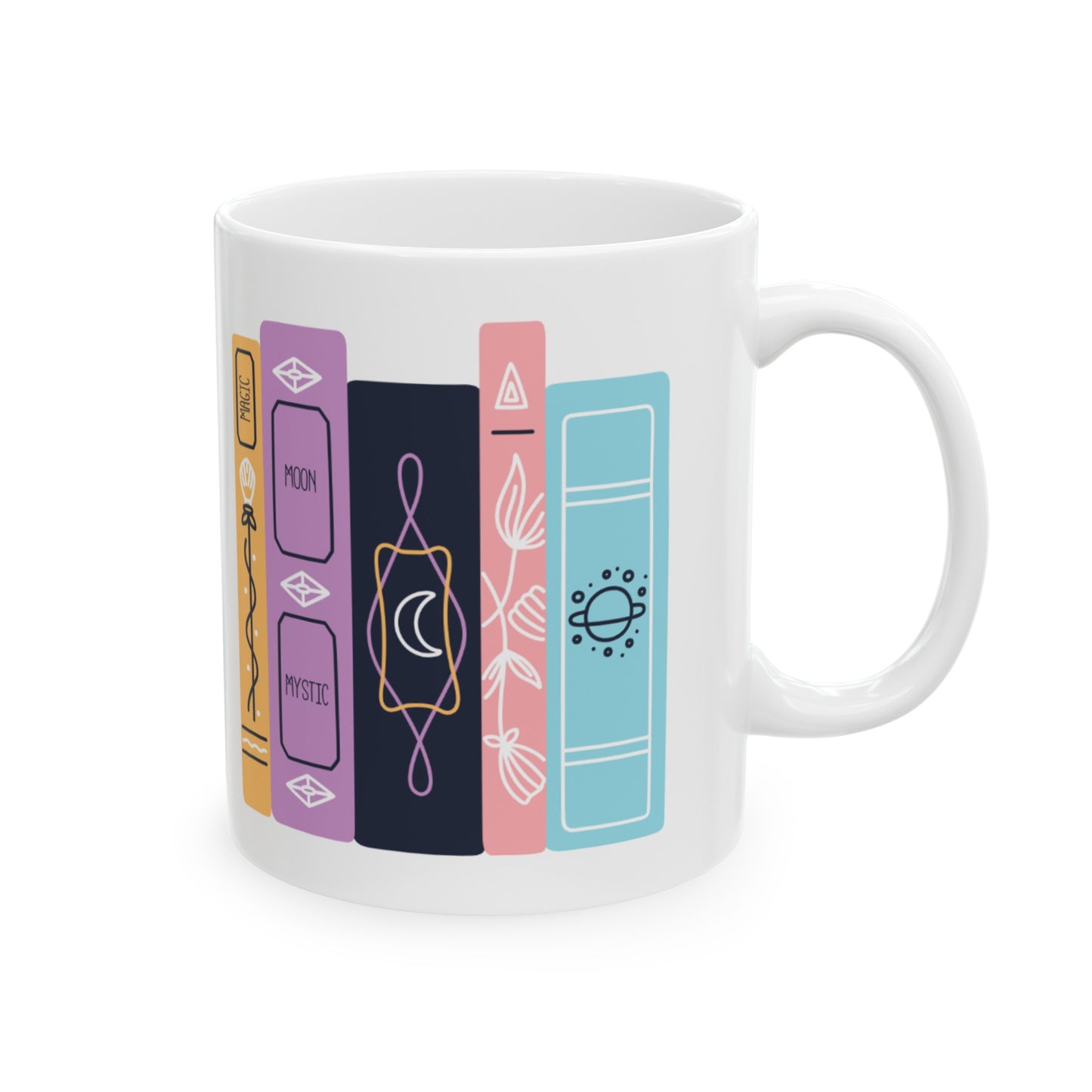 📚 Celestial Multicolored Book Love Ceramic Mug 11oz