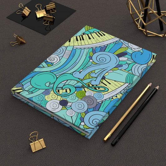 Music in Teal Hardcover Journal Matte