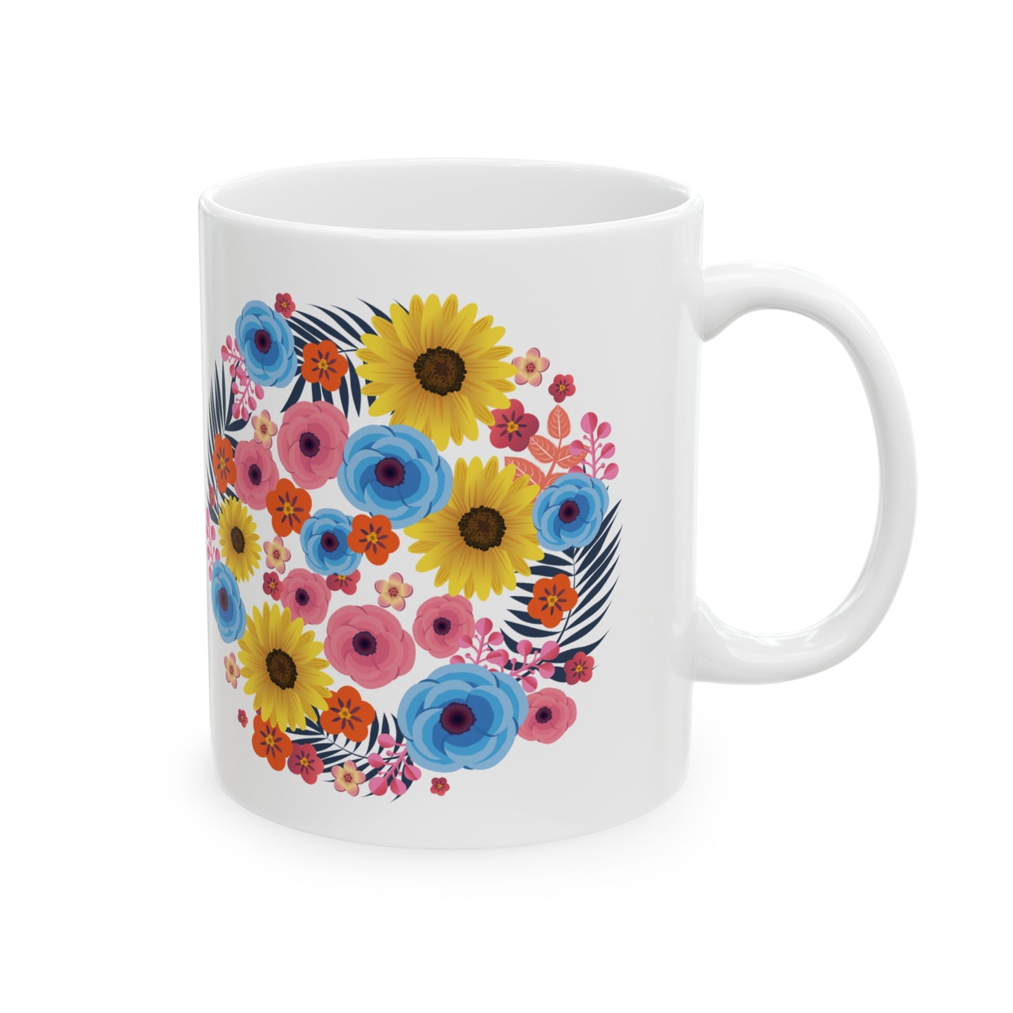 Colorful Spring Flowers Ceramic Mug 11oz | BPA-Free, Microwave Safe