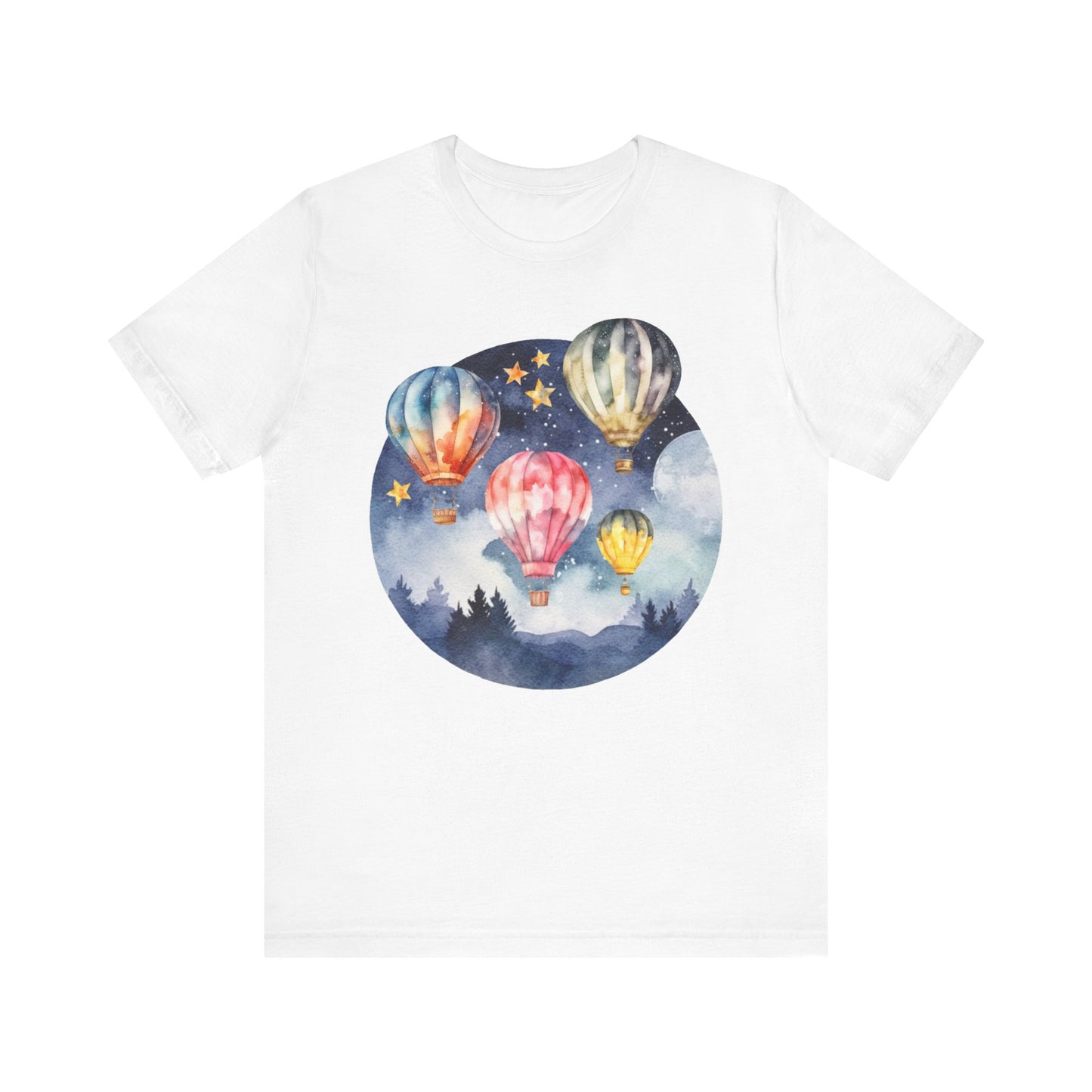 Dreamy Night Scene - Hot Air Balloon Unisex Jersey Short Sleeve Tee