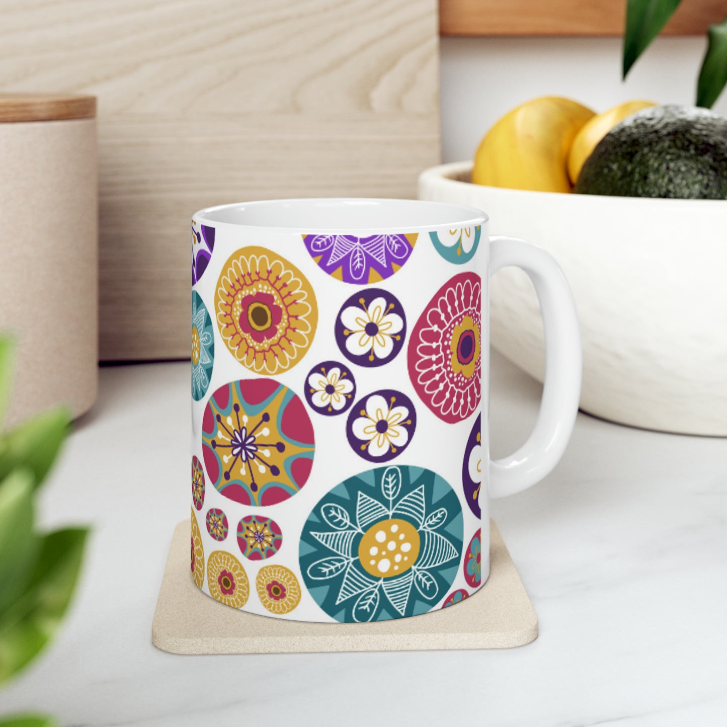 Colorful Abstract Circle Ceramic Mug 11oz