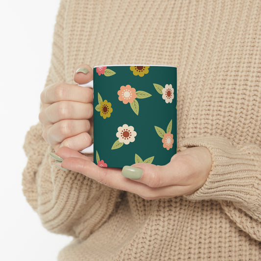 Green Vintage Blossoms Mug