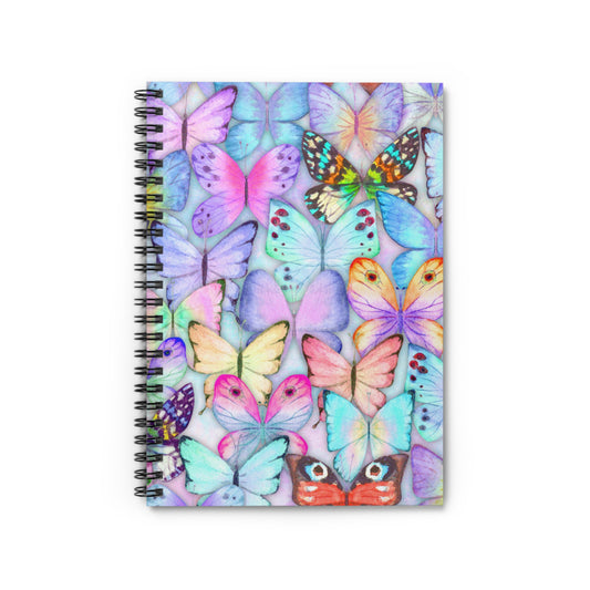 Dreamy Butterfly Watercolor like Spiral Notebook-Ruled Line - 118 Pages