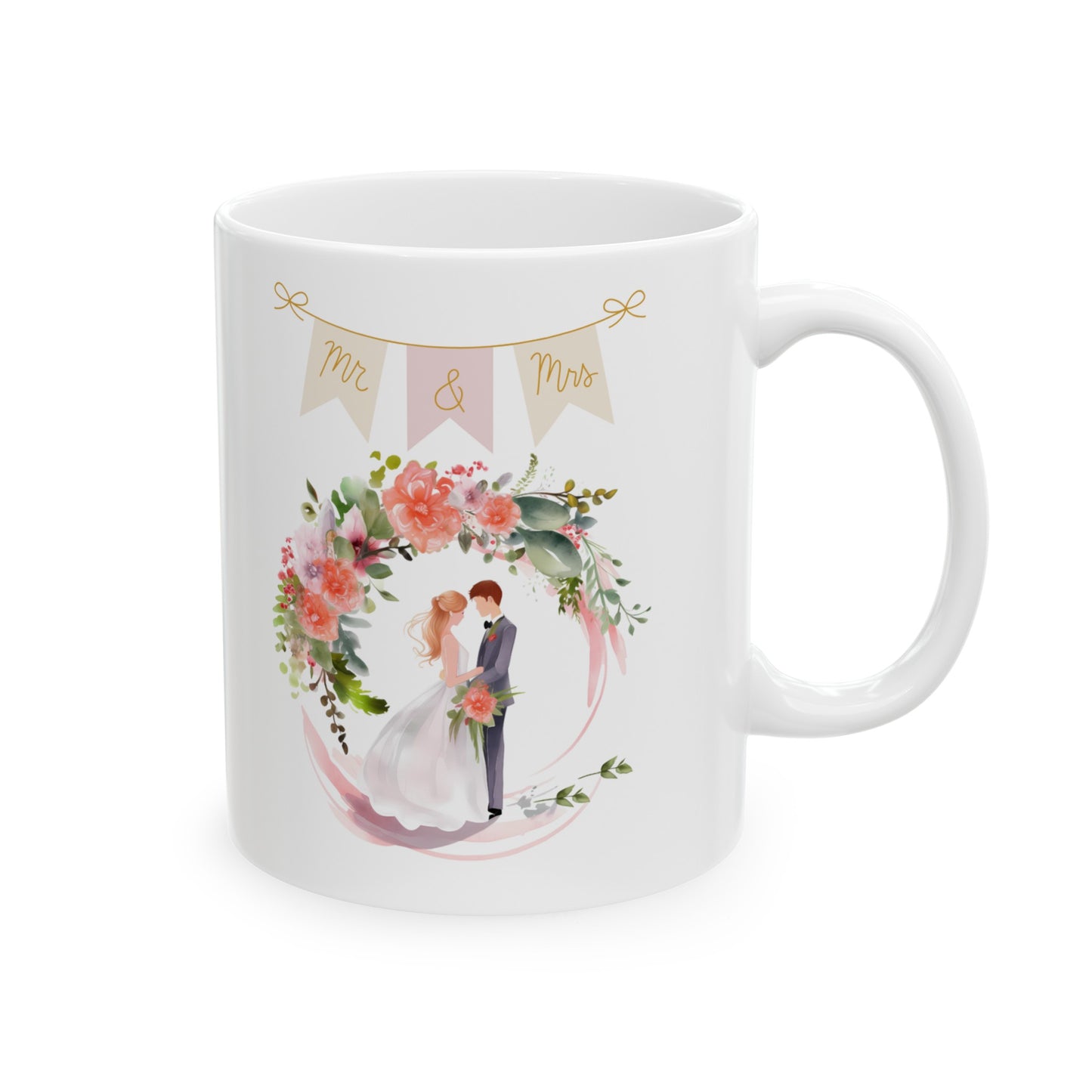 💍 Wreath Wedding Couple Ceramic Mug 11oz