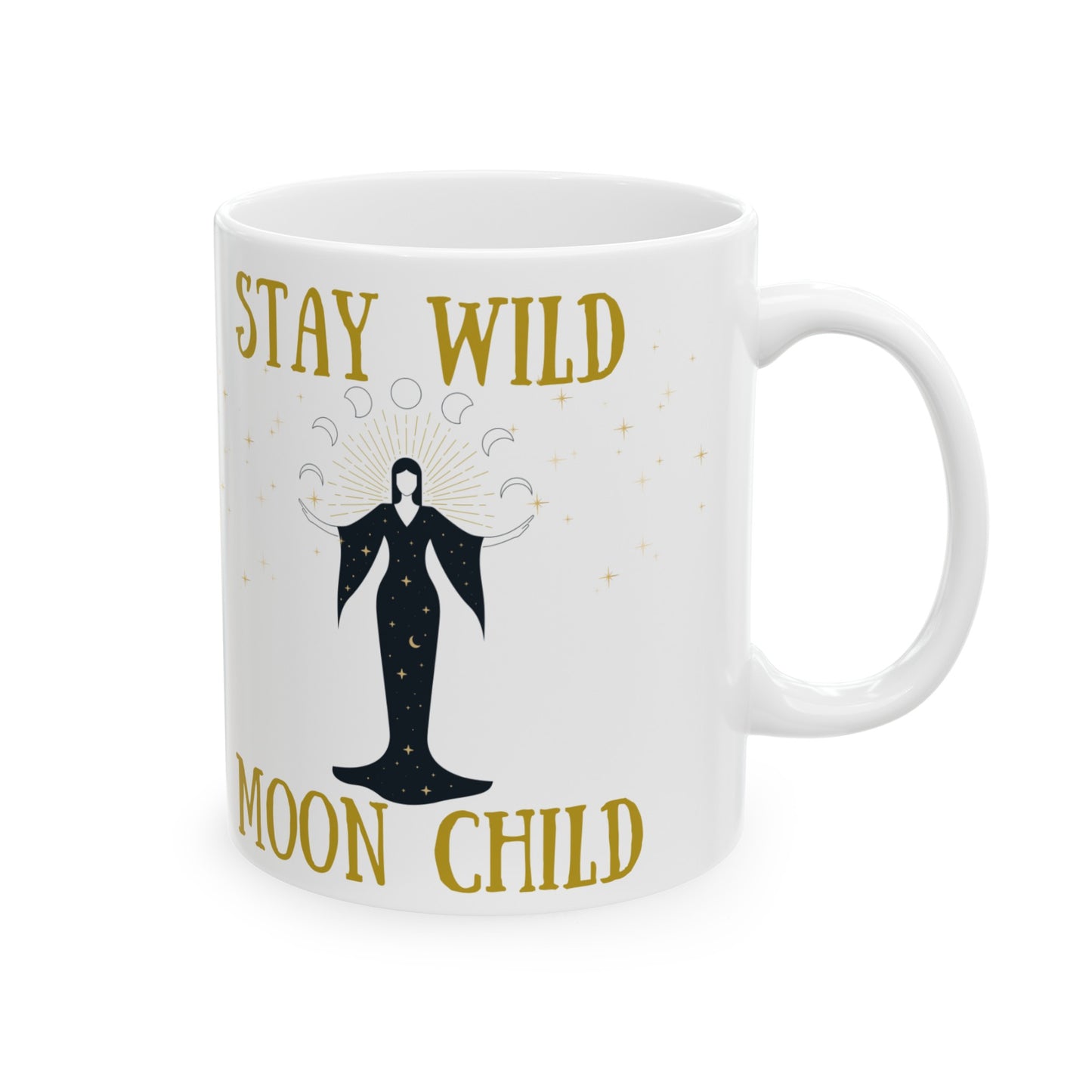 🌛 Stay Wild Moon Child Ceramic Mug 11 oz - Perfect Gift for Celestial Lovers