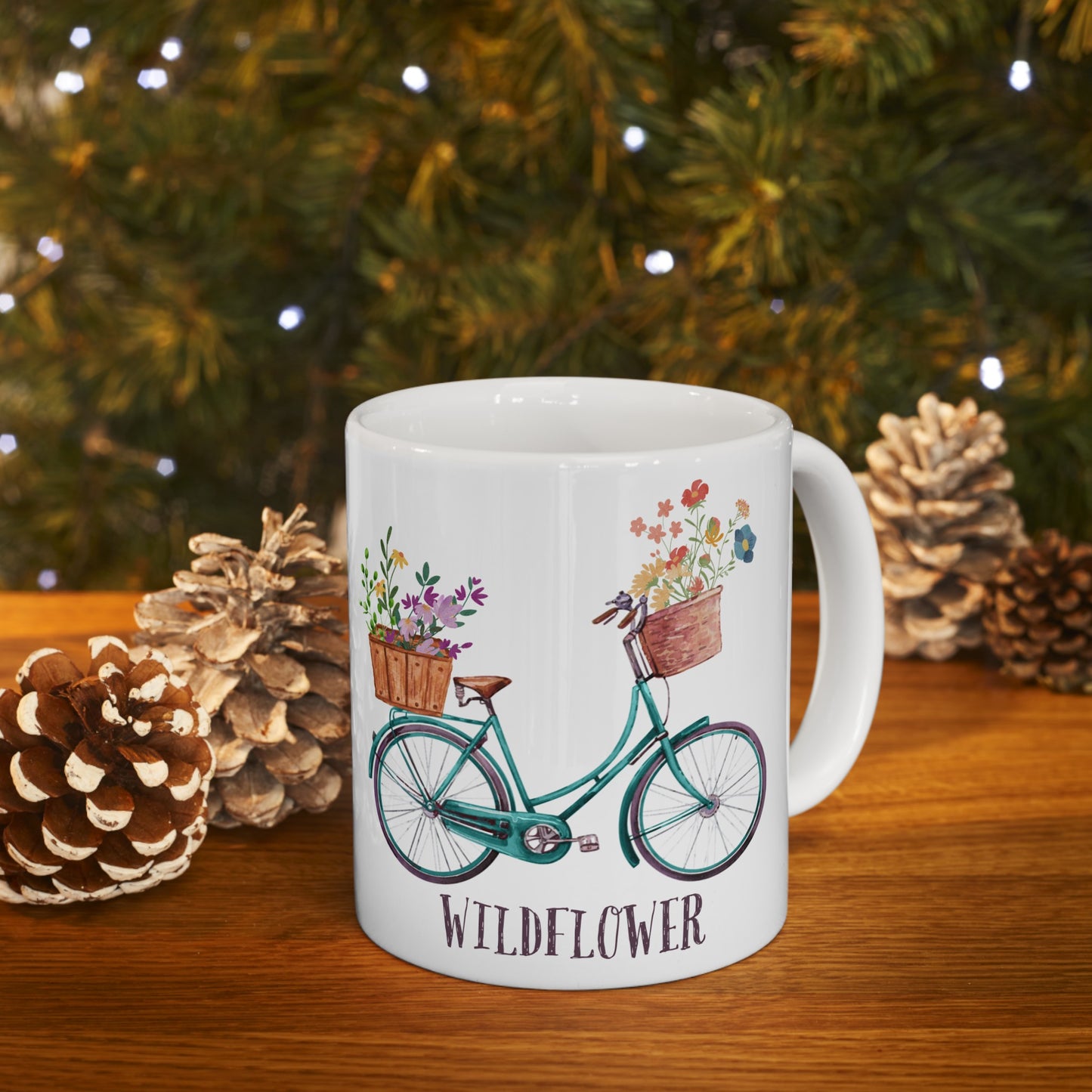 🚲 Wildflower Ride" Ceramic Mug 11 oz - Bicycle with Wildflowers