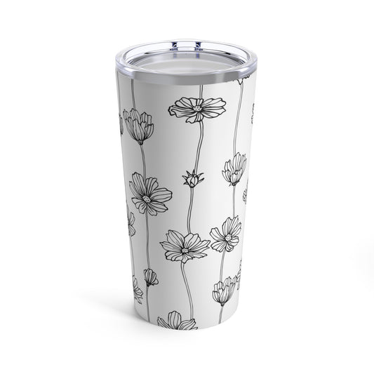 Black and White Blossoms Tumbler 20oz