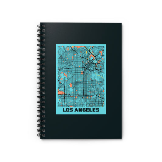 Vibrant Los Angeles Map Spiral Notebook-Ruled Line - Navigate in Style!