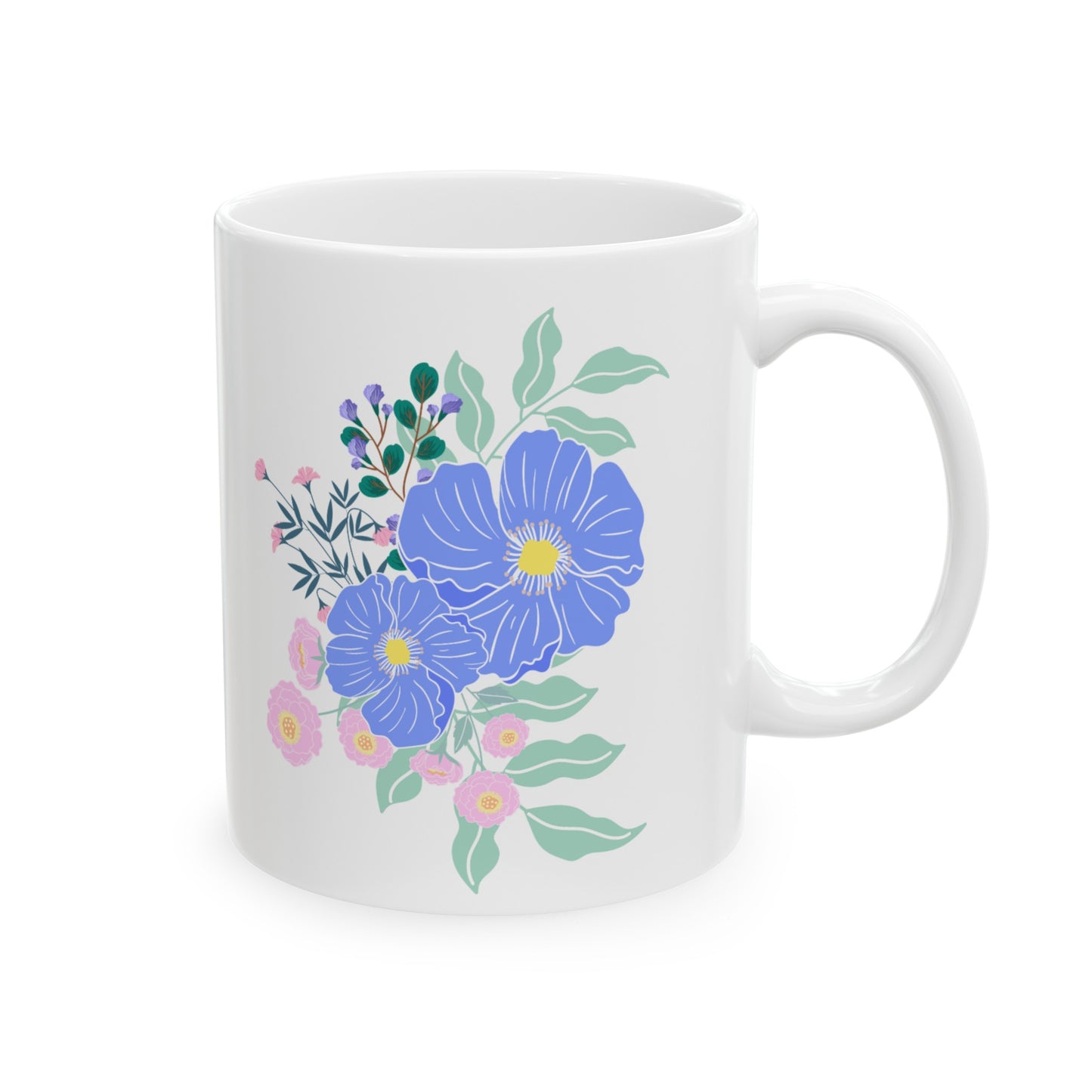 Pastel Spring Flowers Ceramic Mug, 11oz