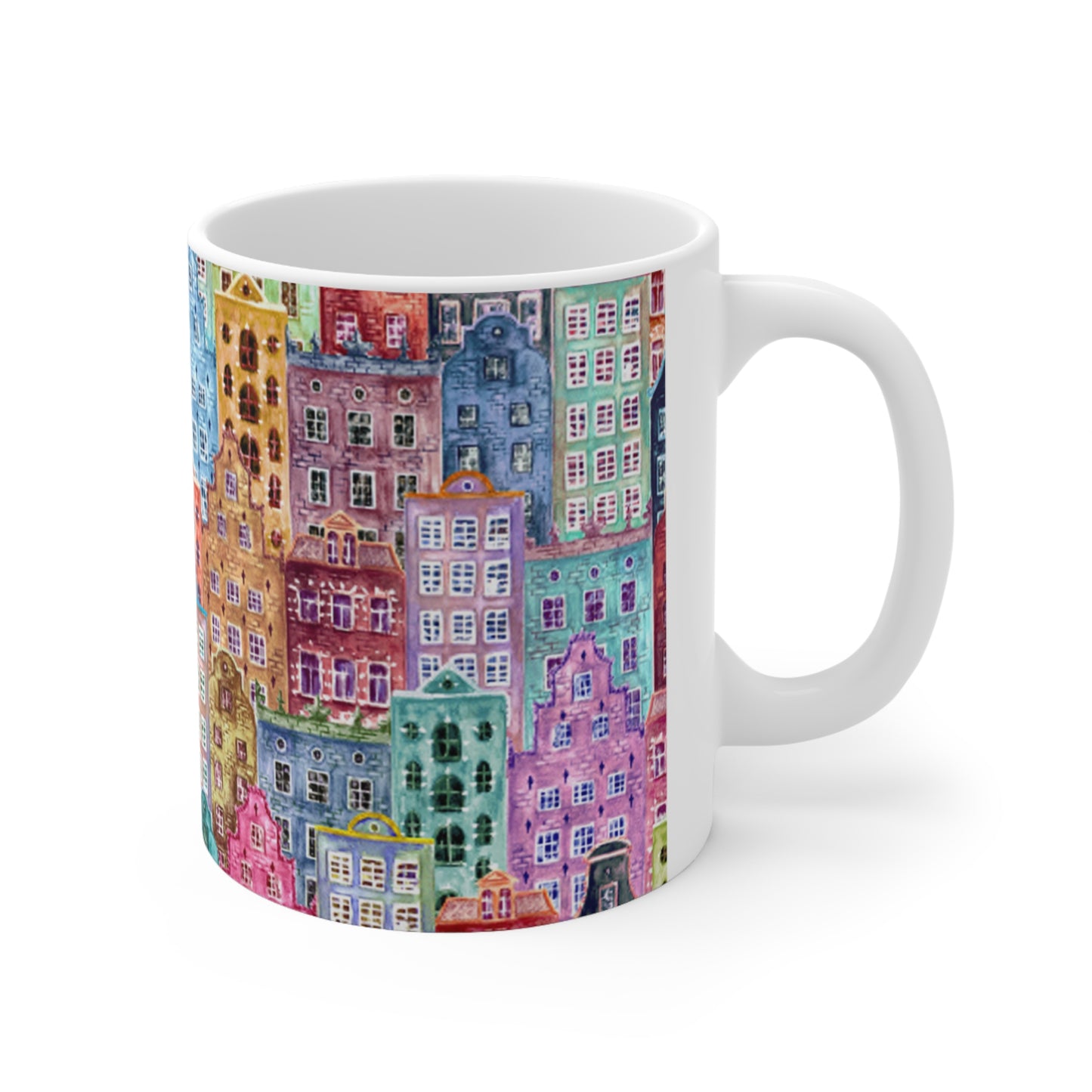 🏙️ Painted Buildings Ceramic Mug 11oz