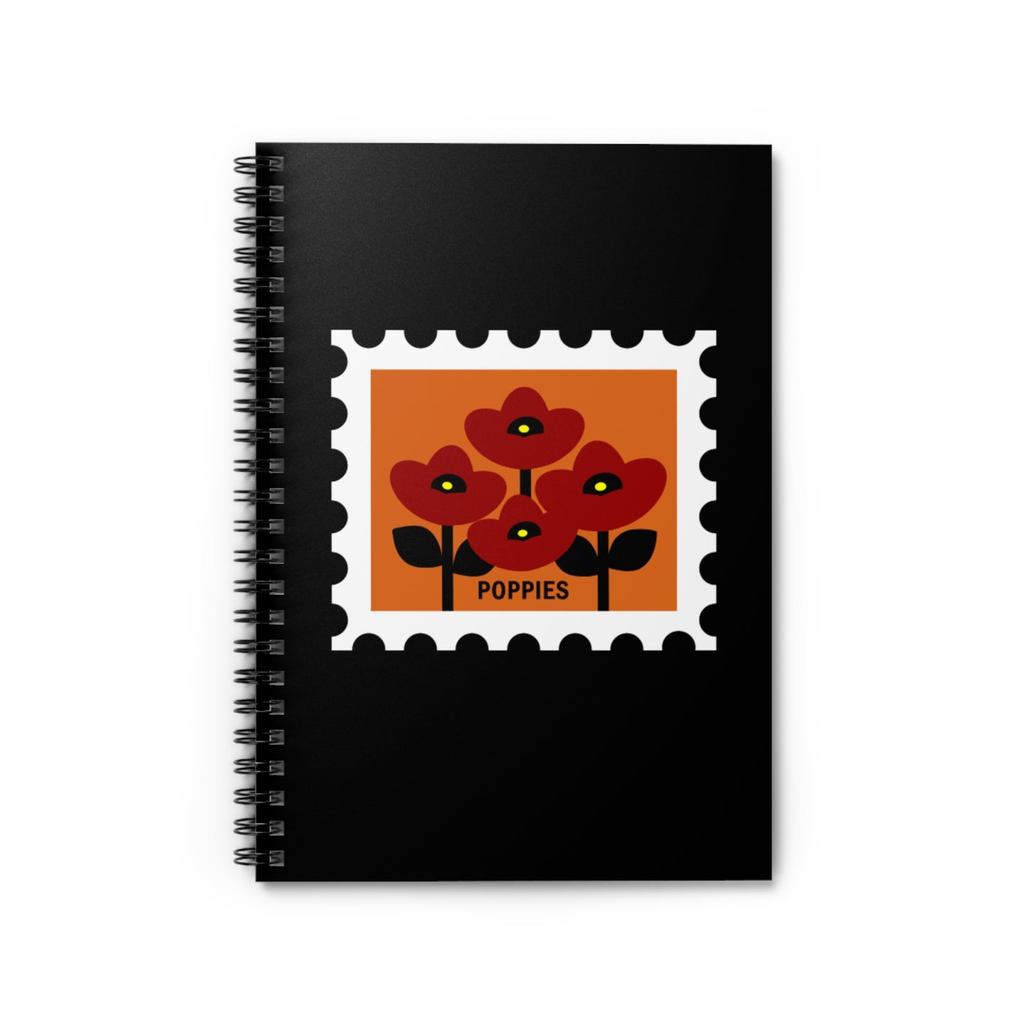 Colorful Poppies Stamp Spiral Notebook-Ruled Line