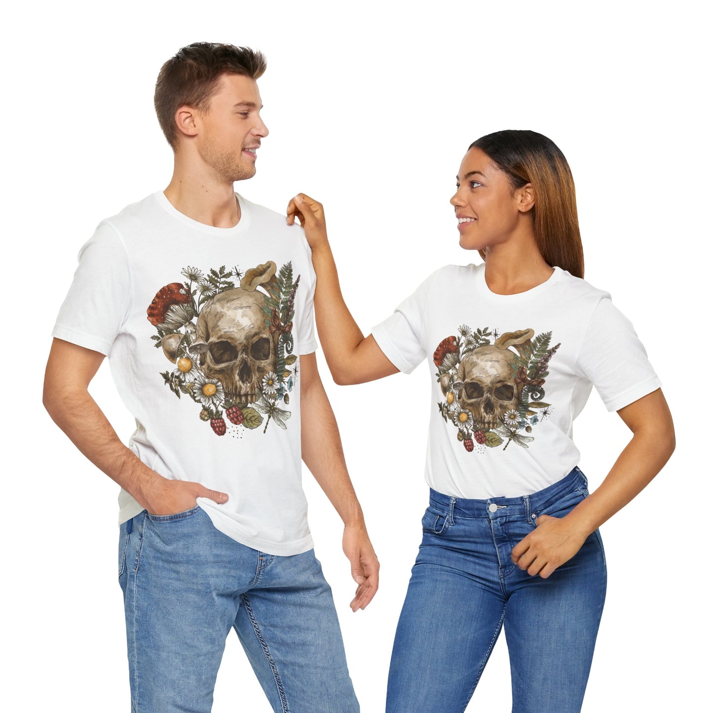 Enchanting Skull and Nature Unisex Jersey Short Sleeve Tee