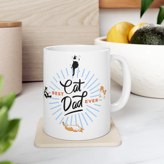 🐾 BEST EVER Cat Dad Ceramic Mug 11oz