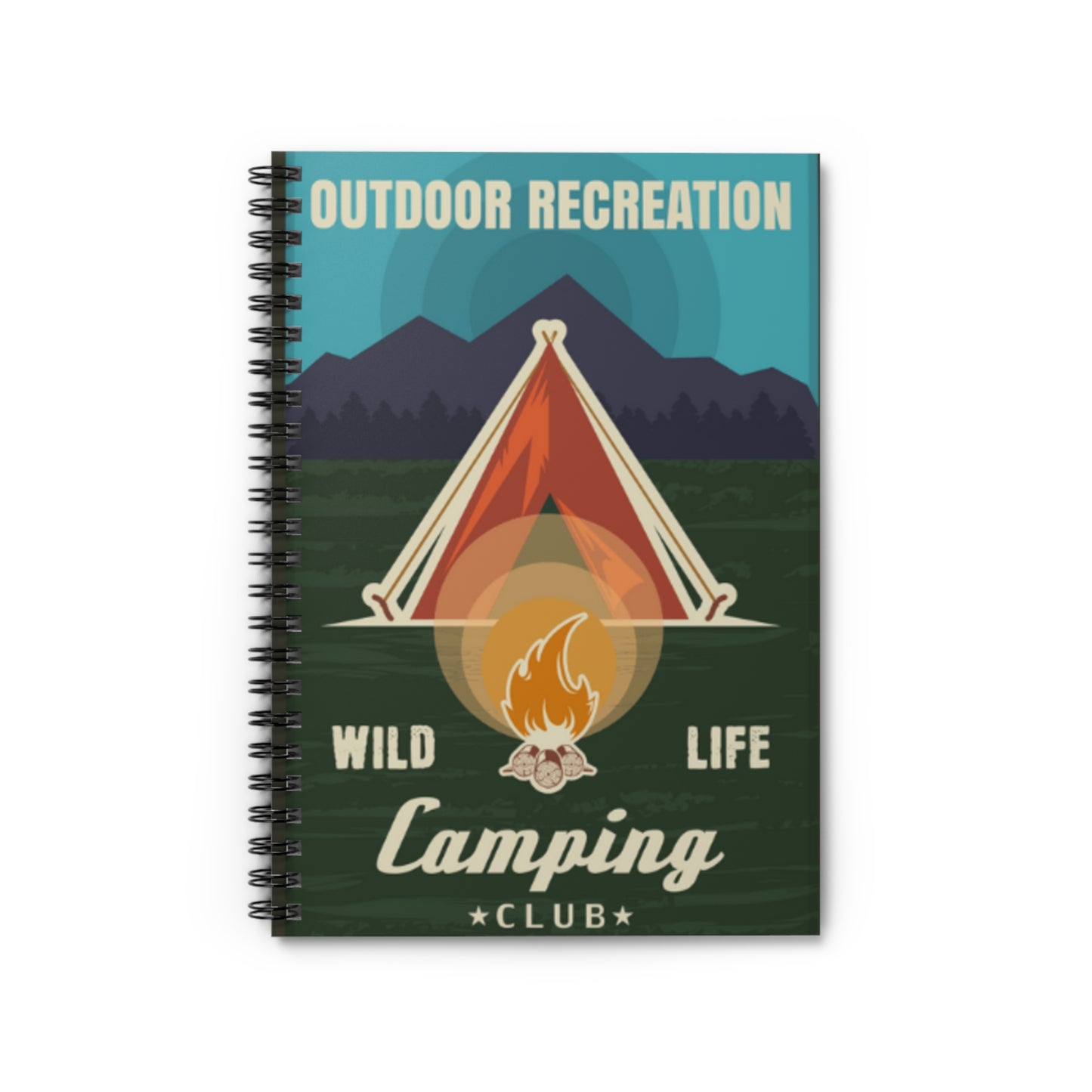 🏕️ "Wild Life Camping Club" Spiral Notebook-Ruled Line - Outdoor Design