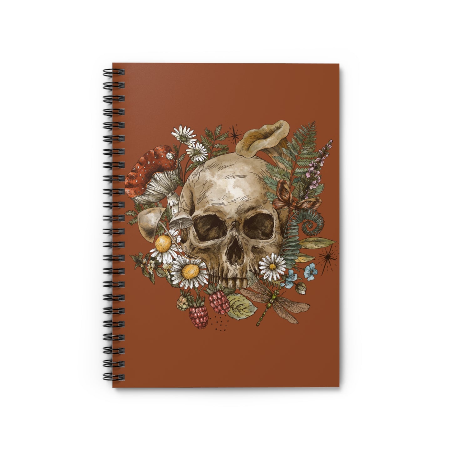 💀 Enchanting Skull & Nature Spiral Notebook - Ruled Line | 118 Pages | 6" x 8"