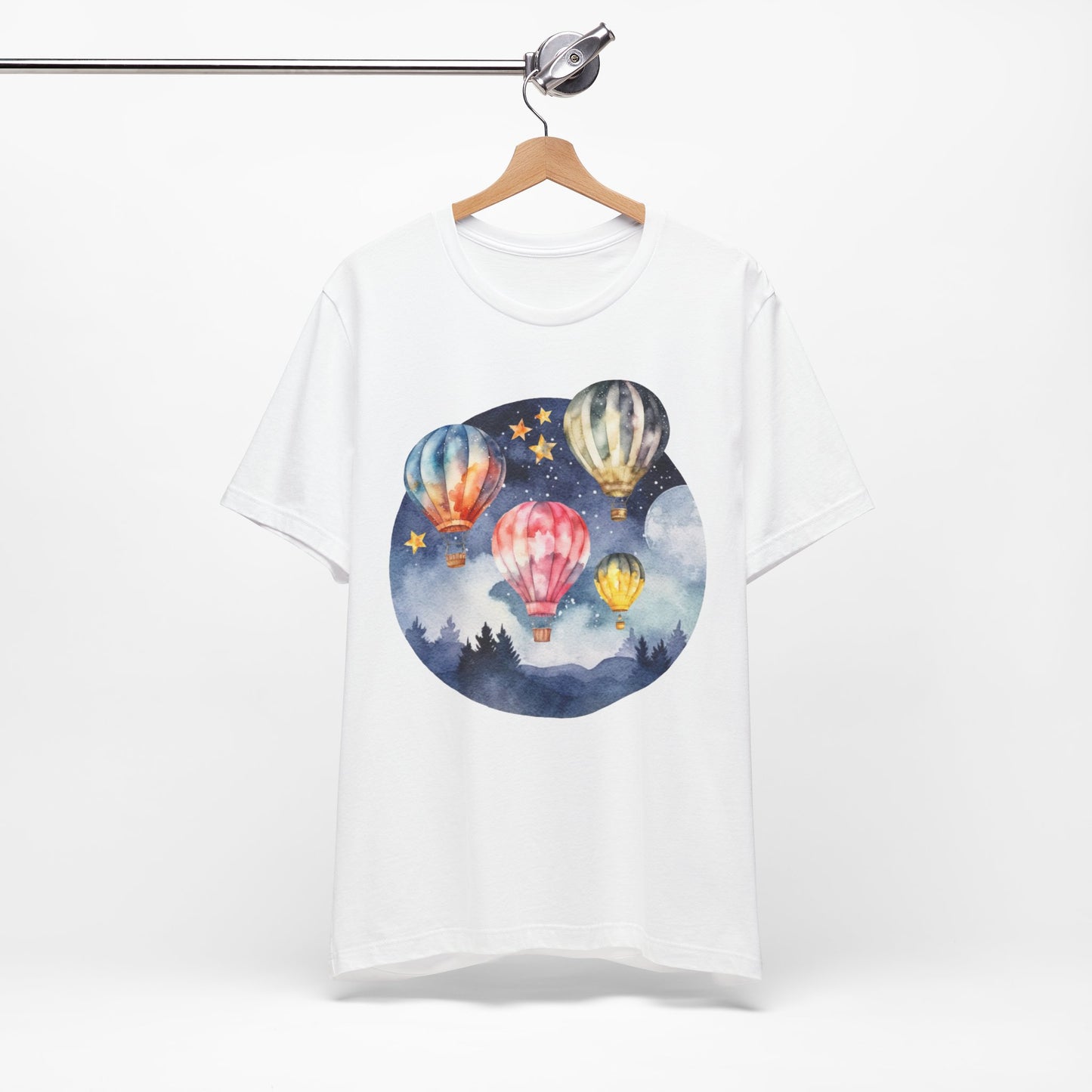 Dreamy Night Scene - Hot Air Balloon Unisex Jersey Short Sleeve Tee