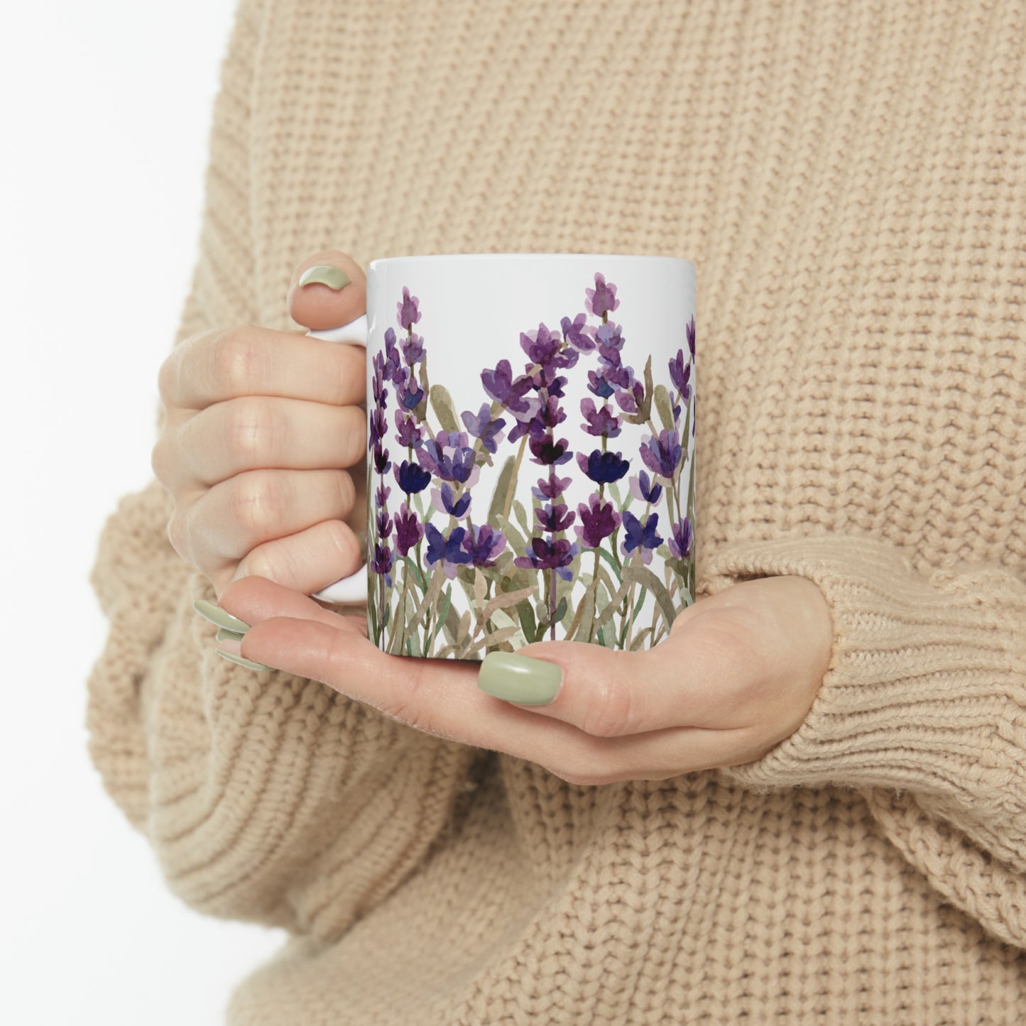 Lavender Bliss Ceramic Mug 11 oz - Elegant Floral for Coffee, Tea, and More!