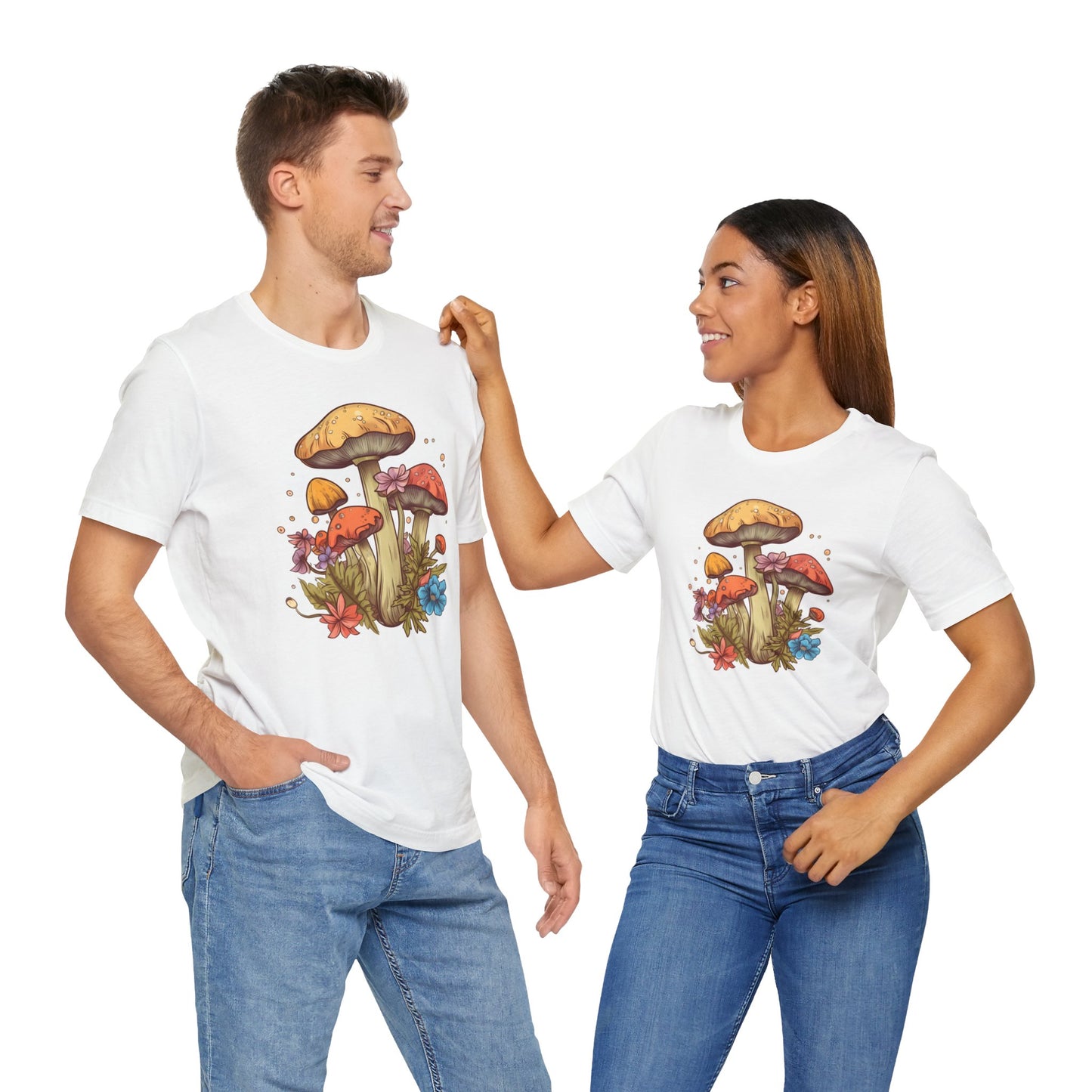 Whimsical Mushroom Floral Unisex Jersey Short Sleeve Tee