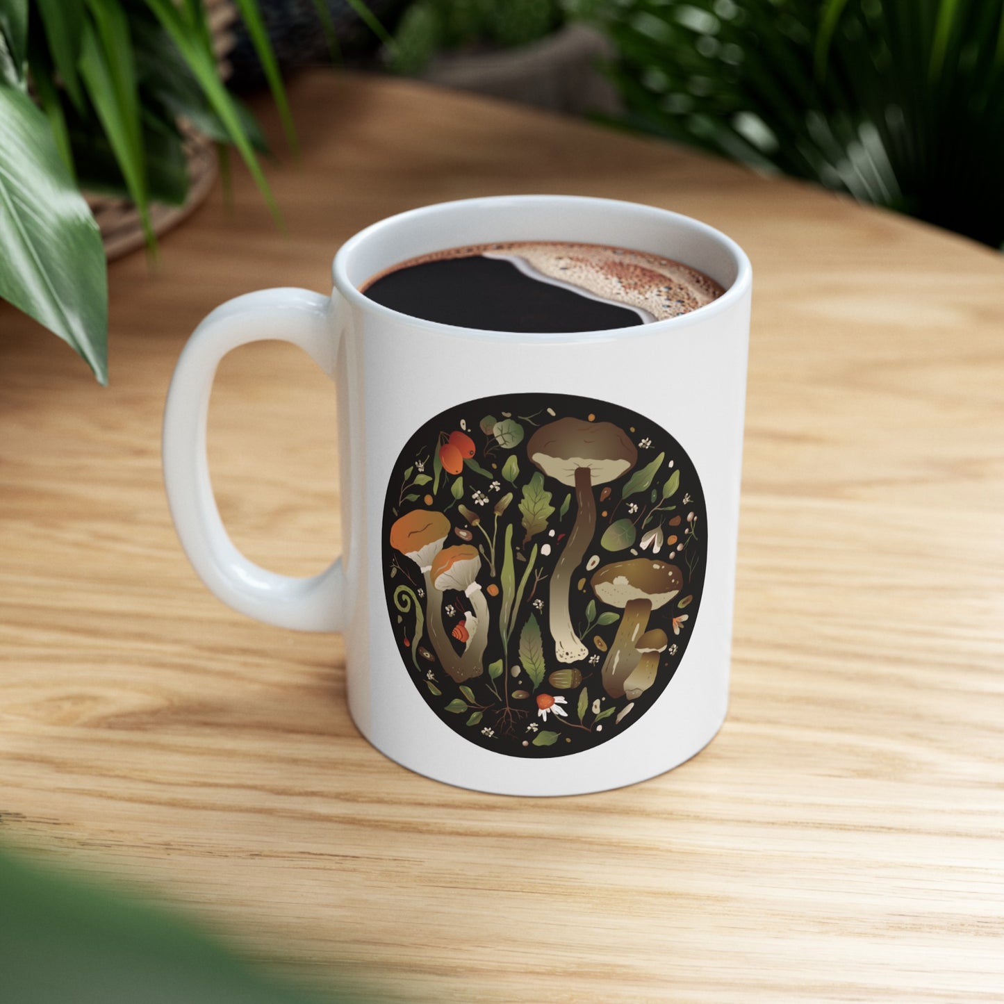 🍄 Garden Mushroom Love Ceramic Mug 11oz | Enchanting Design