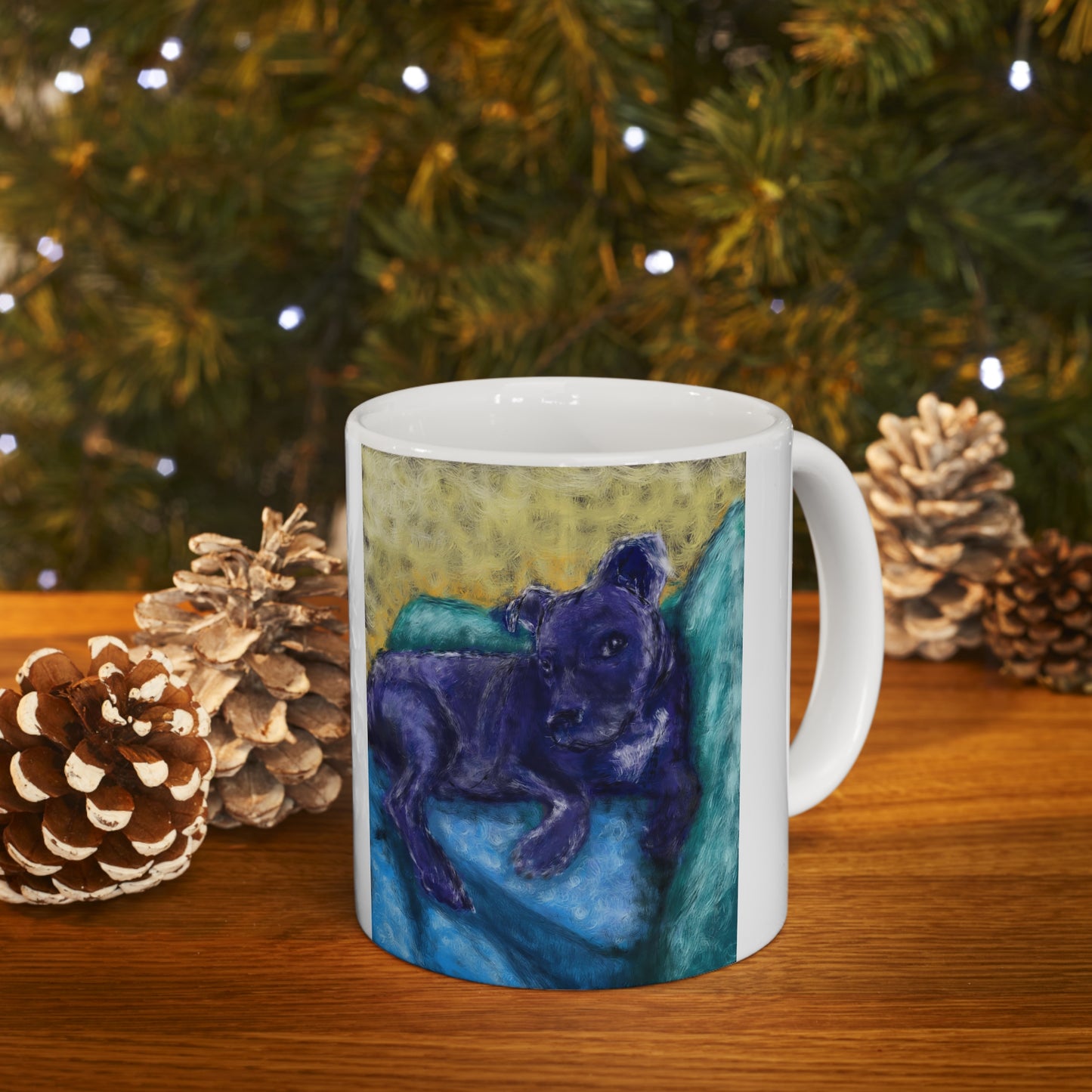 Colorful Hand-Drawn Van Gogh-Style Dog Mug - 11oz